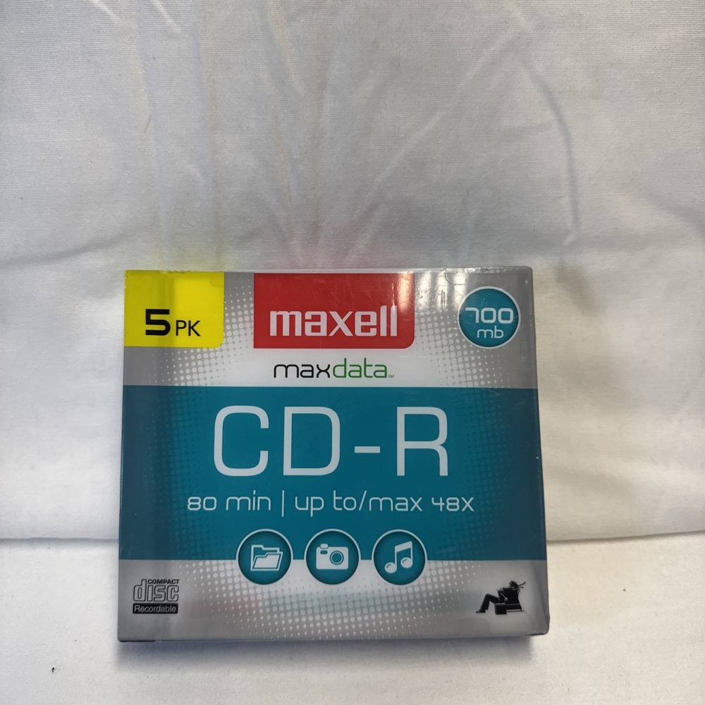 Maxell 5 PACK Max Data CD-R Blank Music Data Recordable 80min 700MB Disc Sealed